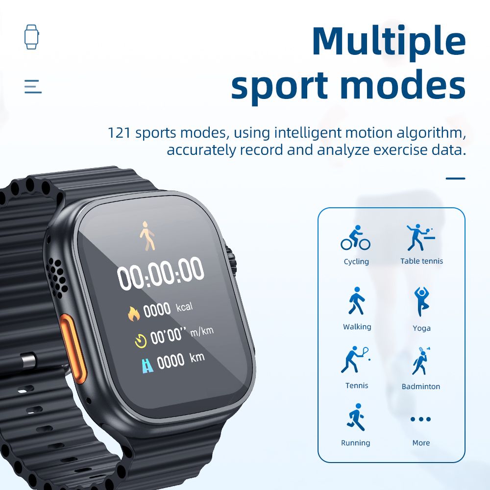 49mm T900 ultra Smart Watch man woman Watch full touch screen for IOS Android iPhone Health Monitoring BT call Fitness Tracker Sleep Monitor Smart Watch T800 ultra Watch with Magnetic wireless charger