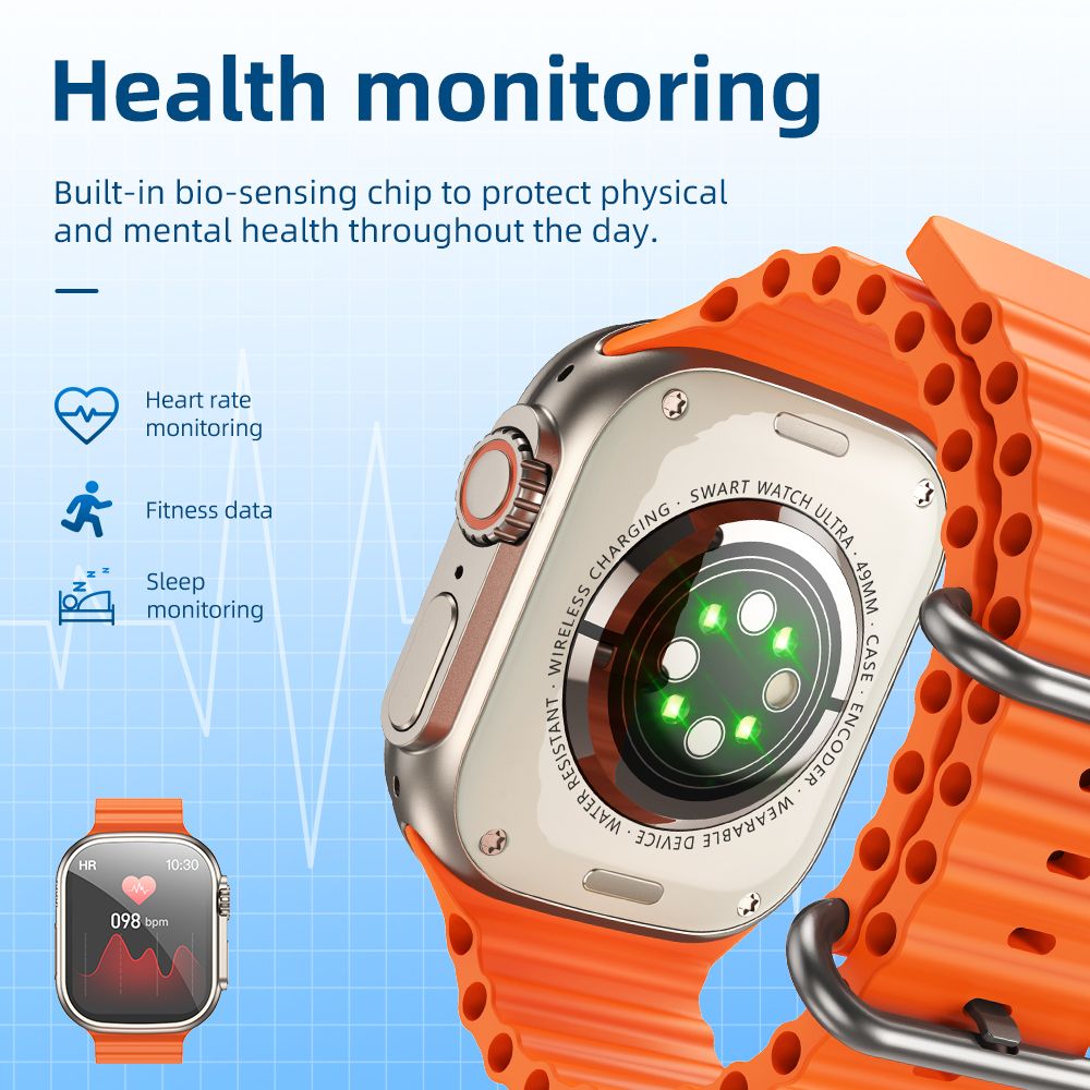 49mm T900 ultra Smart Watch man woman Watch full touch screen for IOS Android iPhone Health Monitoring BT call Fitness Tracker Sleep Monitor Smart Watch T800 ultra Watch with Magnetic wireless charger