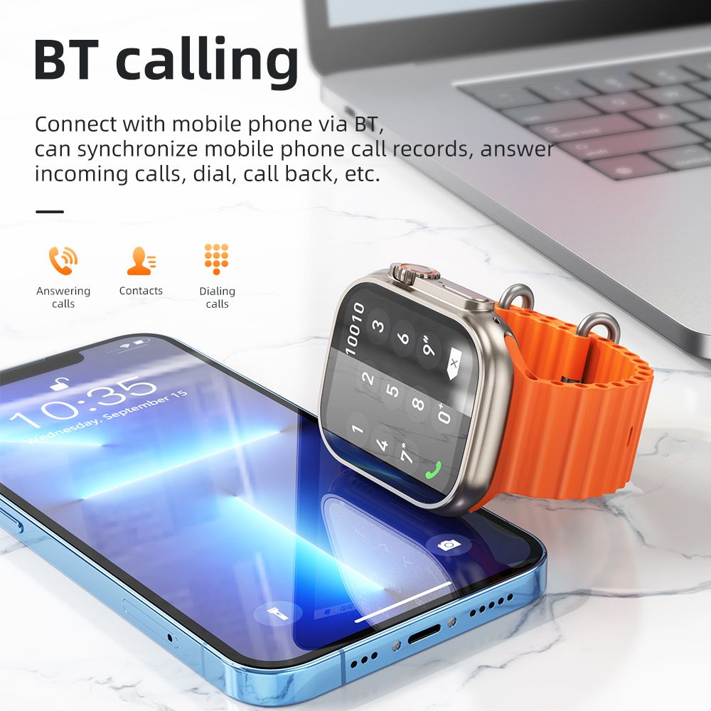 49mm T900 ultra Smart Watch man woman Watch full touch screen for IOS Android iPhone Health Monitoring BT call Fitness Tracker Sleep Monitor Smart Watch T800 ultra Watch with Magnetic wireless charger