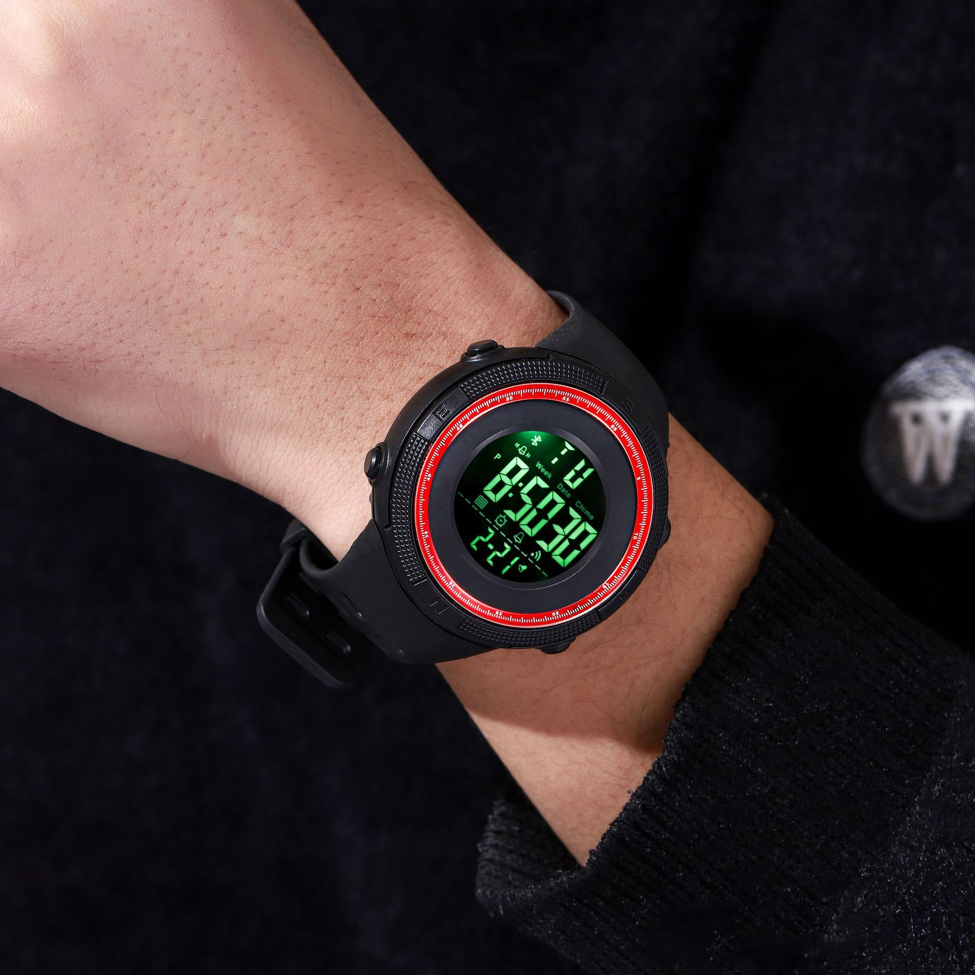 Calendar Watch luminous LED Digital Display Watch Outdoor Sports Mountaineering Compass Waterproof Watch Stopwatch Alarm Clock Reminder Men Watch Fashion Watch For Woman