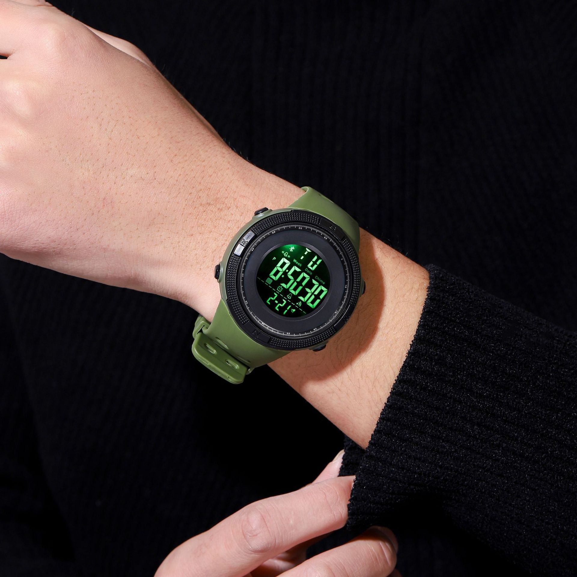 Calendar Watch luminous LED Digital Display Watch Outdoor Sports Mountaineering Compass Waterproof Watch Stopwatch Alarm Clock Reminder Men Watch Fashion Watch For Woman