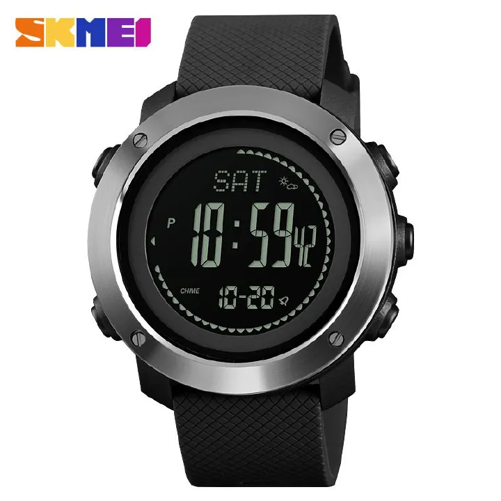 SKMEI Man Watch Outdoor sports Watch women watch altitude barometric compass pedometer stopwatch alarm compass 50M Waterproof electronic watch mountaineer Wrist Watch for Woman Fashion Digital Watch