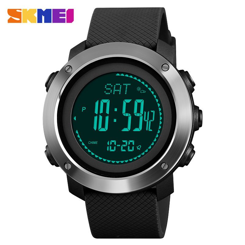 SKMEI Man Watch Outdoor sports Watch women watch altitude barometric compass pedometer stopwatch alarm compass 50M Waterproof electronic watch mountaineer Wrist Watch for Woman Fashion Digital Watch