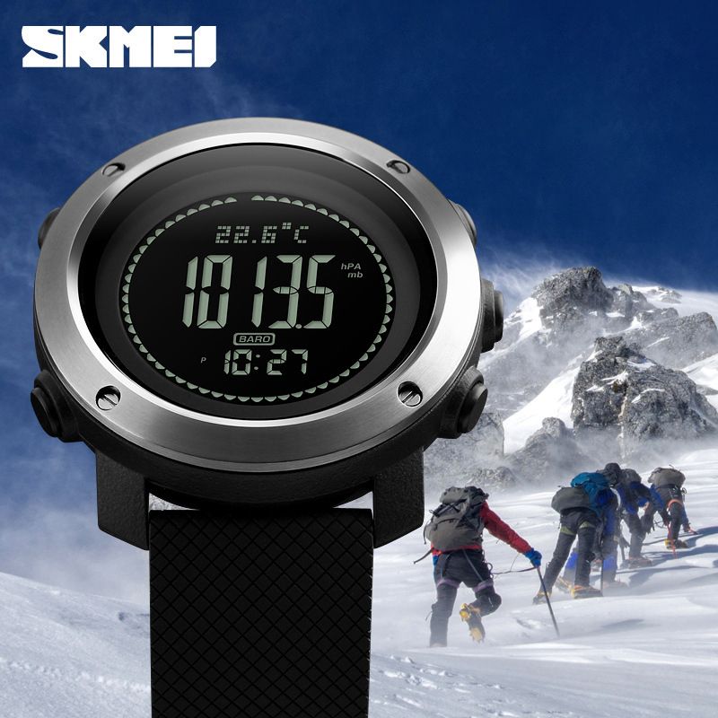 SKMEI Man Watch Outdoor sports Watch women watch altitude barometric compass pedometer stopwatch alarm compass 50M Waterproof electronic watch mountaineer Wrist Watch for Woman Fashion Digital Watch