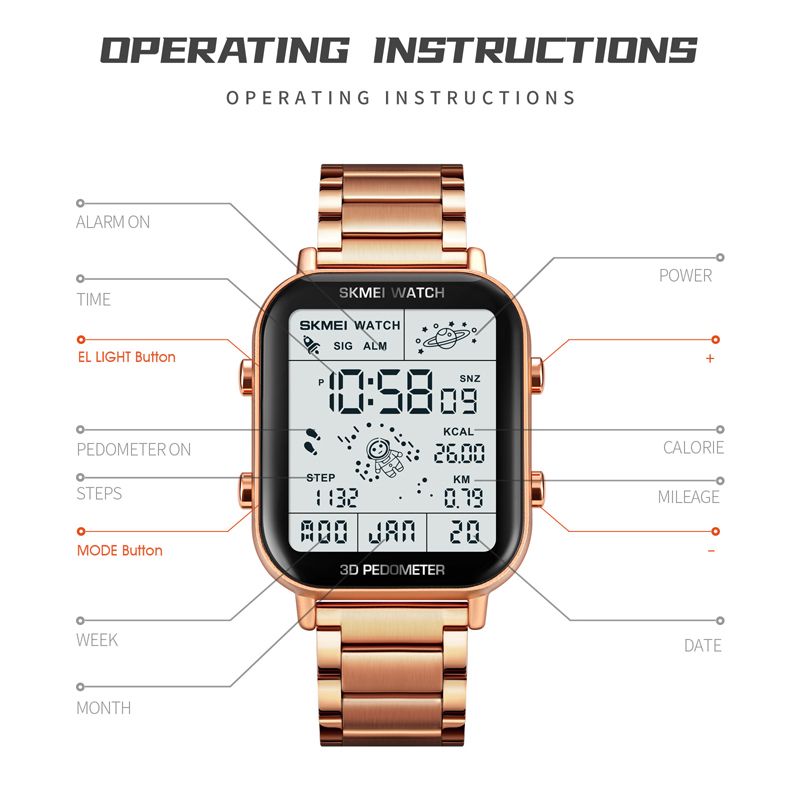 Men Watch Women Watches SKMEI Waterproof Gold Watch Silver Watch Fashion Digital Watch Wrist Watches Couple Watches Stainless steel strap Valentine's Day gift men's gifts ladies gifts Ladies Watch