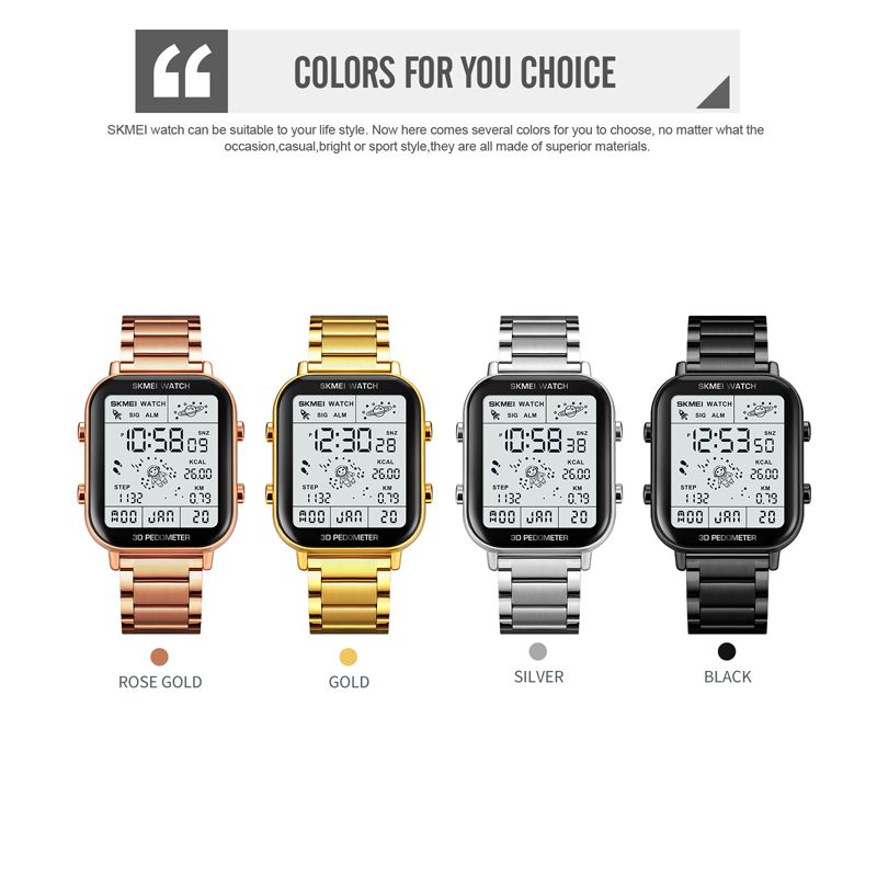 Men Watch Women Watches SKMEI Waterproof Gold Watch Silver Watch Fashion Digital Watch Wrist Watches Couple Watches Stainless steel strap Valentine's Day gift men's gifts ladies gifts Ladies Watch
