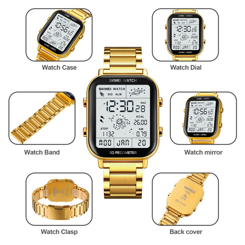 Men Watch Women Watches SKMEI Waterproof Gold Watch Silver Watch Fashion Digital Watch Wrist Watches Couple Watches Stainless steel strap Valentine's Day gift men's gifts ladies gifts Ladies Watch