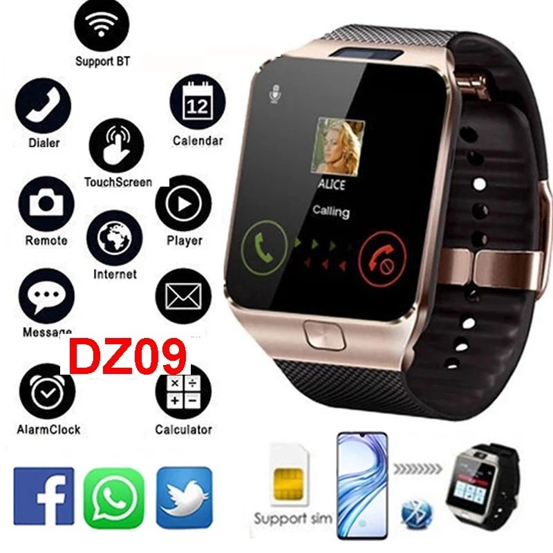 Smartwatch Smart watch with SIM Card slot DZ09 Smart Gear Chip 2G mobile phone touch mini Bluetooth headset Smart sports bracelet 1.44'' fitpro Bluetooth call heart rate monitoring smart watch for men