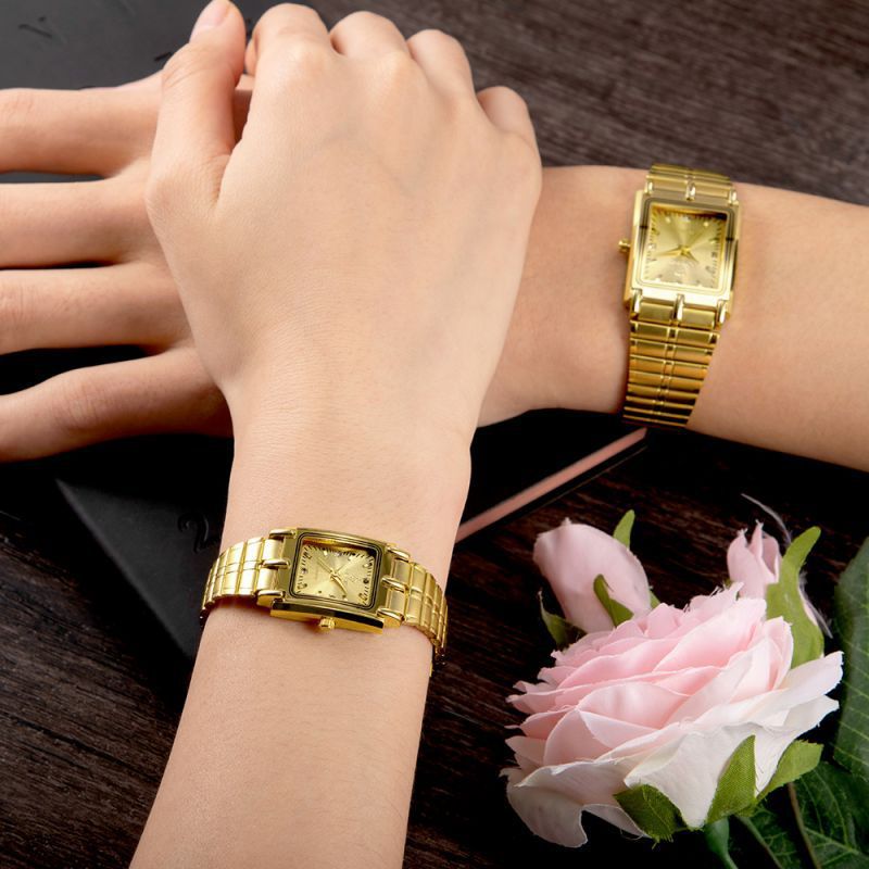 LIEBIG watch couple watch quartz watch classic fashion couple small square watch steel strap ultra-thin gold waterproof watch for men Casual Fashion Business Watch for woman diamond small analog watch