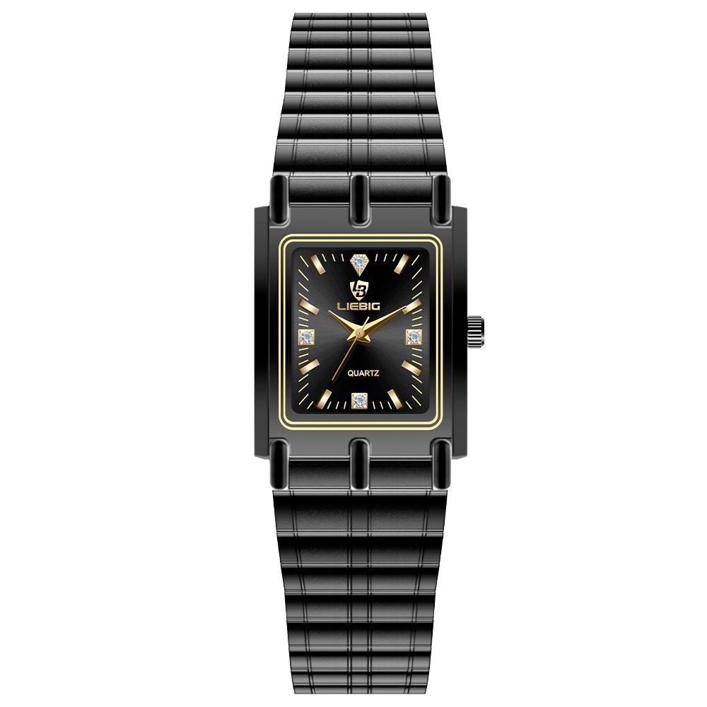 LIEBIG watch couple watch quartz watch classic fashion couple small square watch steel strap ultra-thin gold waterproof watch for men Casual Fashion Business Watch for woman diamond small analog watch