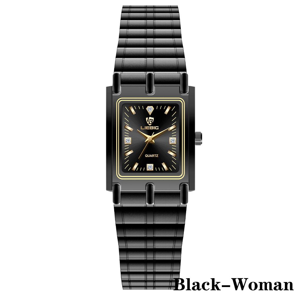 LIEBIG watch couple watch quartz watch classic fashion couple small square watch steel strap ultra-thin gold waterproof watch for men Casual Fashion Business Watch for woman diamond small analog watch