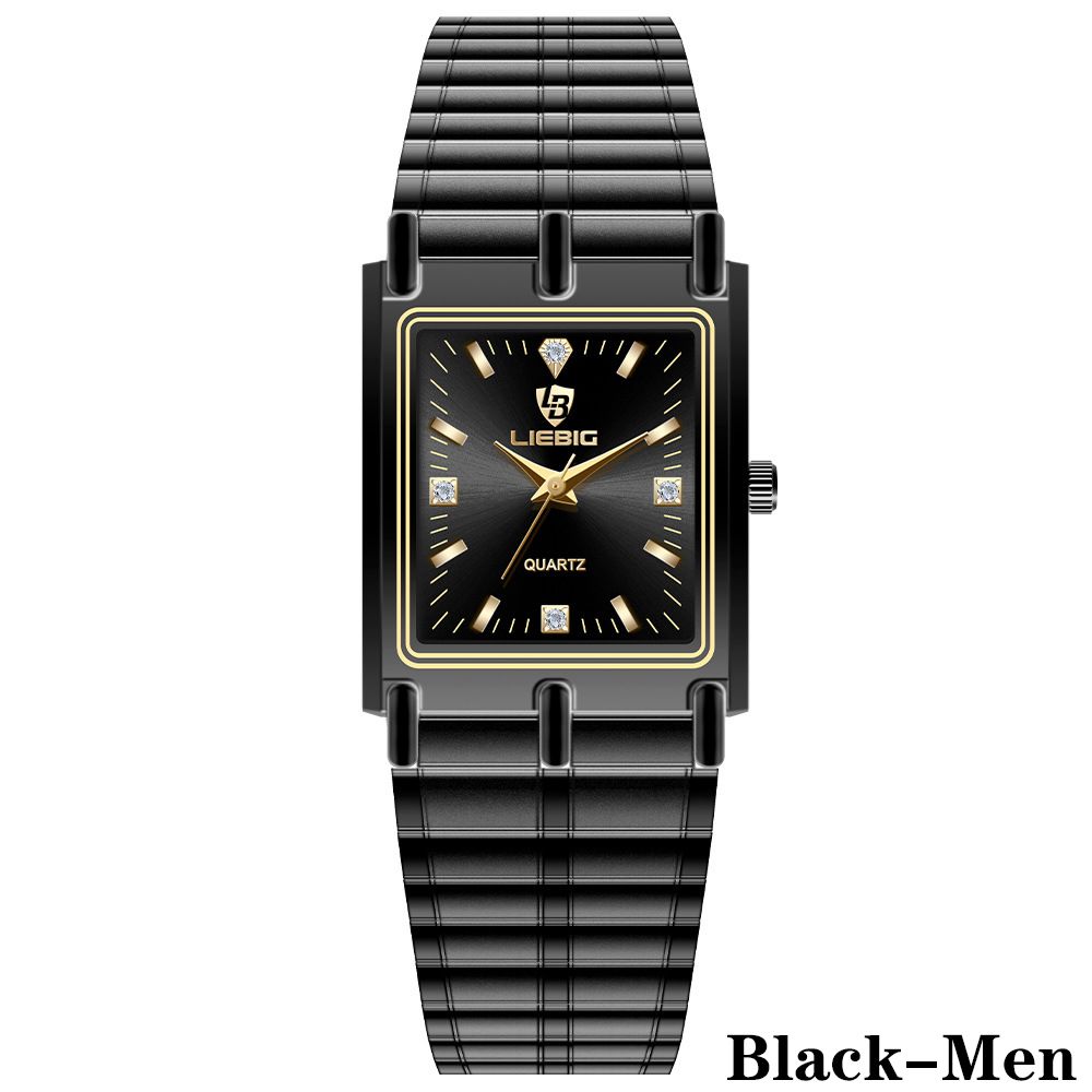 LIEBIG watch couple watch quartz watch classic fashion couple small square watch steel strap ultra-thin gold waterproof watch for men Casual Fashion Business Watch for woman diamond small analog watch