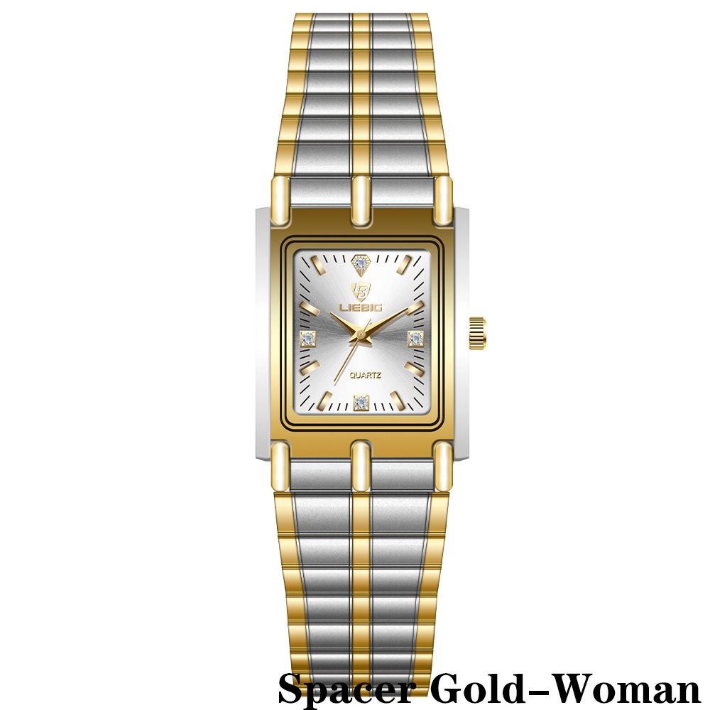 LIEBIG watch couple watch quartz watch classic fashion couple small square watch steel strap ultra-thin gold waterproof watch for men Casual Fashion Business Watch for woman diamond small analog watch