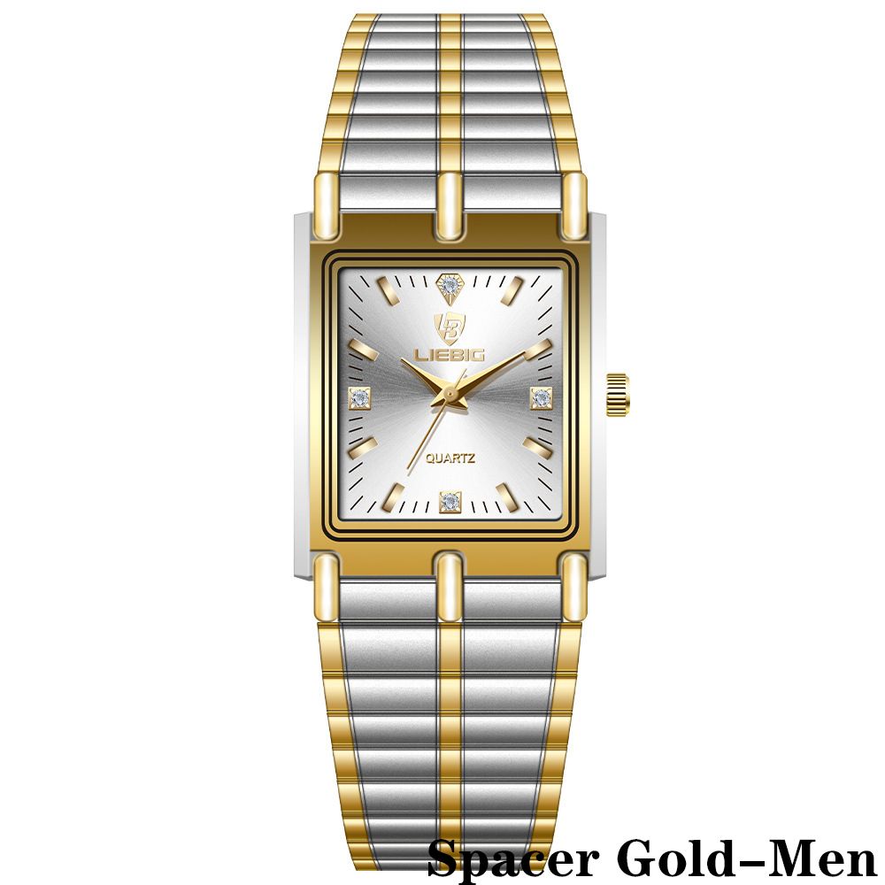 LIEBIG watch couple watch quartz watch classic fashion couple small square watch steel strap ultra-thin gold waterproof watch for men Casual Fashion Business Watch for woman diamond small analog watch
