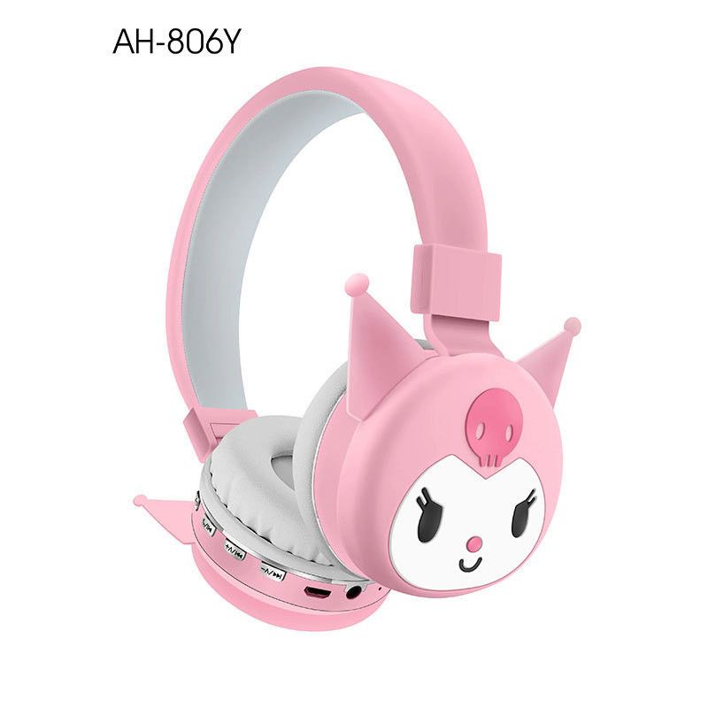 Wireless headset Headphone for kids girl 6D stereo sound Kuromi headset Sanrio cute cartoon children kids headset Bluetooth wireless earphones AH-806Y Bluetooth headset Bluetooth headphone for woman