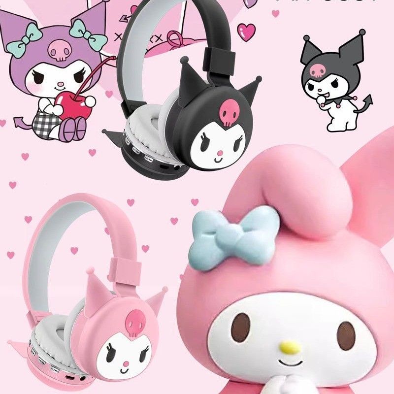 Wireless headset Headphone for kids girl 6D stereo sound Kuromi headset Sanrio cute cartoon children kids headset Bluetooth wireless earphones AH-806Y Bluetooth headset Bluetooth headphone for woman