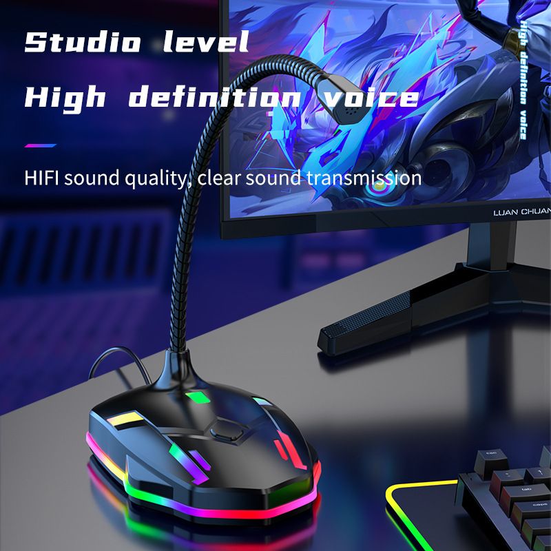 Computer Microphone USB wired microphone Esports gaming microphone with RGB Light Game Desktop broadcast Noise canceling microphone Conference Condenser singing KTV live Recording Microphone M9