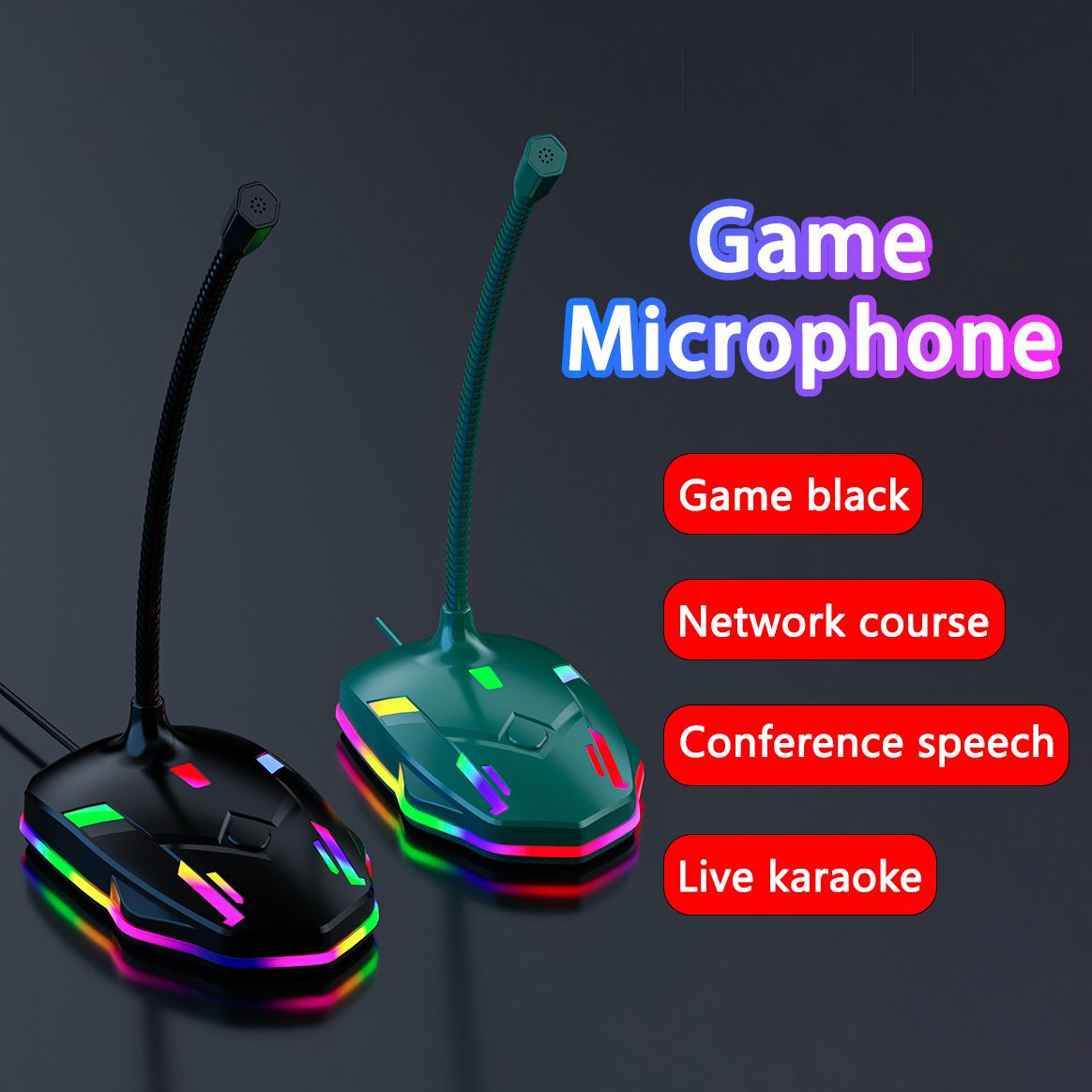 Computer Microphone USB wired microphone Esports gaming microphone with RGB Light Game Desktop broadcast Noise canceling microphone Conference Condenser singing KTV live Recording Microphone M9
