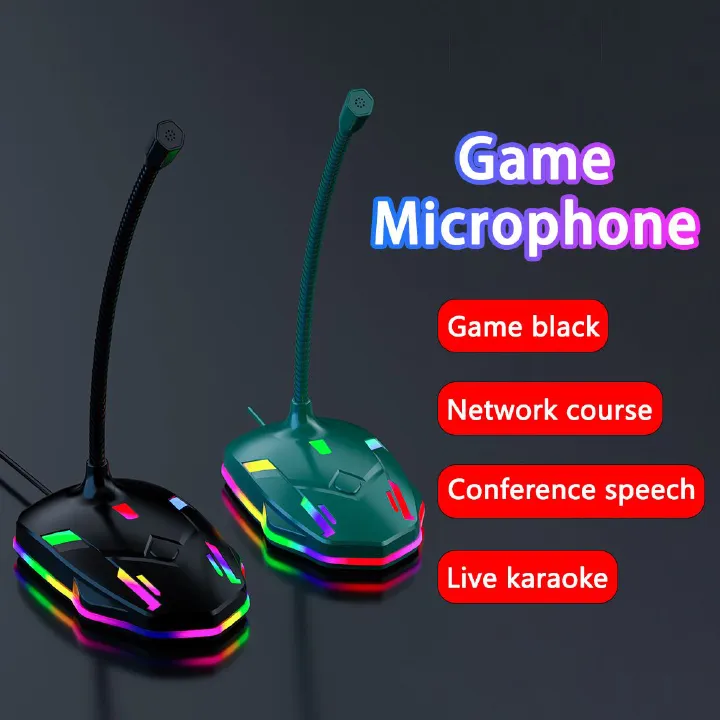 M9 wired microphone Esports gaming microphone Gaming Desktop Conference USB Condenser broadcast singing KTV live Recording Microphone with RGB Lights Computer Microphones