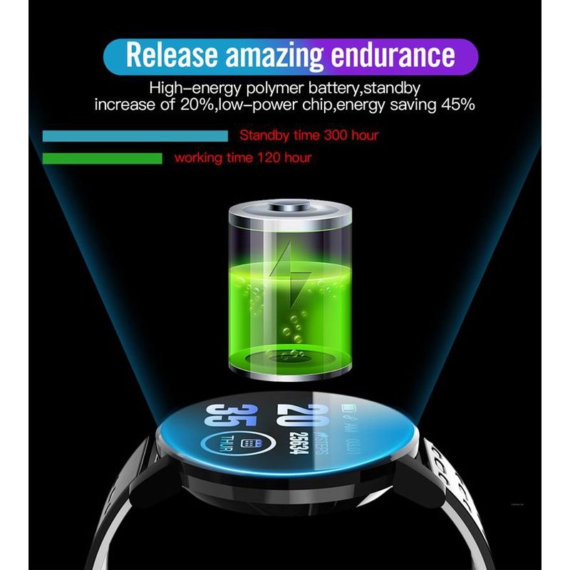 119Plus Smart Watch Bluetooth Fitness Tracker Heart Rate Monitor Sport Watch BLOOD PRESSURE Monitoring Smartwatches for men smart watch for woman Smart Band For Android IOS Smart Phones Unisex watch