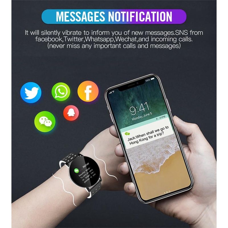 119Plus Smart Watch Bluetooth Fitness Tracker Heart Rate Monitor Sport Watch BLOOD PRESSURE Monitoring Smartwatches for men smart watch for woman Smart Band For Android IOS Smart Phones Unisex watch