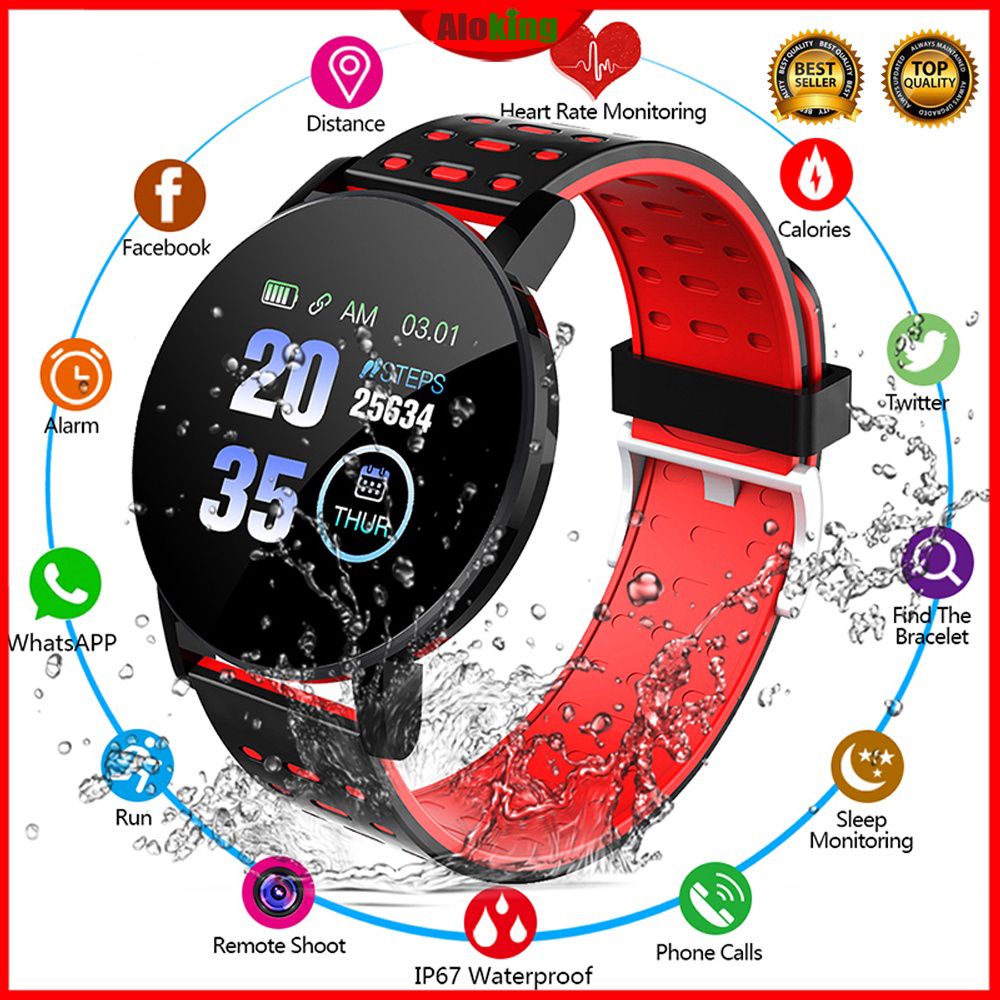 119Plus Smart Watch Bluetooth Fitness Tracker Heart Rate Monitor Sport Watch BLOOD PRESSURE Monitoring Smartwatches for men smart watch for woman Smart Band For Android IOS Smart Phones Unisex watch