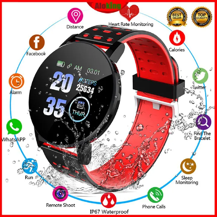 119Plus Smart Watch Bluetooth Fitness Tracker Heart Rate Monitor Sport Watch BLOOD PRESSURE Monitoring Smartwatches for men smart watch for woman Smart Band For Android IOS Smart Phones Unisex watch