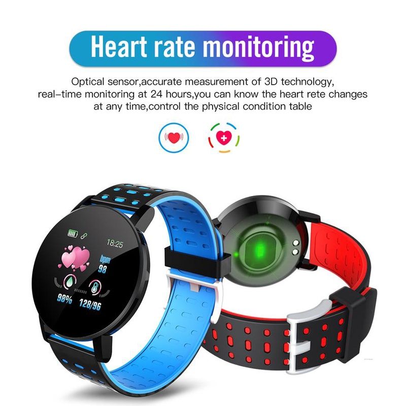 119Plus Smart Watch Bluetooth Fitness Tracker Heart Rate Monitor Sport Watch BLOOD PRESSURE Monitoring Smartwatches for men smart watch for woman Smart Band For Android IOS Smart Phones Unisex watch
