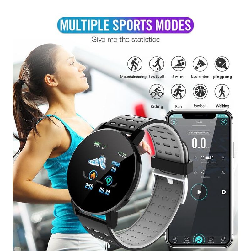 119Plus Smart Watch Bluetooth Fitness Tracker Heart Rate Monitor Sport Watch BLOOD PRESSURE Monitoring Smartwatches for men smart watch for woman Smart Band For Android IOS Smart Phones Unisex watch