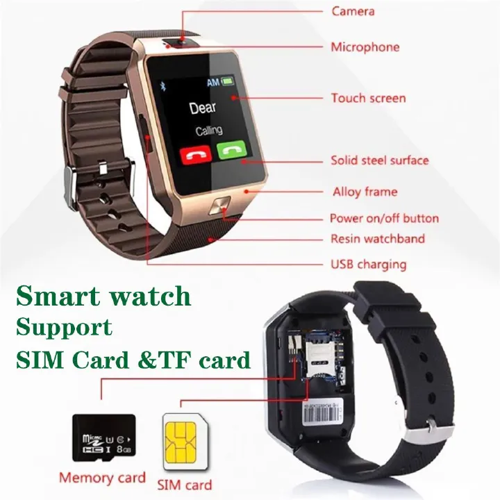 DZ09 Smart Watch 2G Signal TF Camera Waterproof Watch GSM Mobile Phone Men Smart Watch Phone with SIM Card slot Support TF card Android SmartWatch Phone Call Smart Bracelet Woman wristband Smart Band