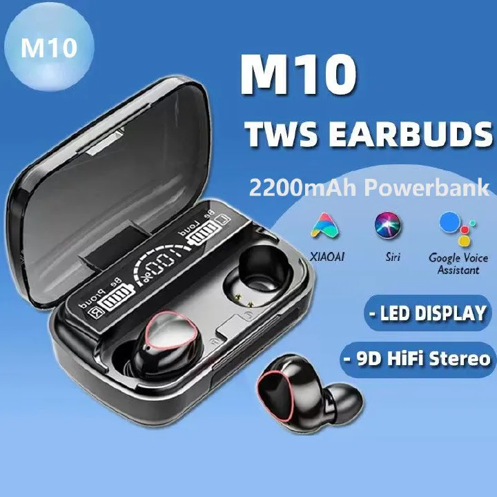 Bluetooth Earphone M10 TWS Bluetooth Wireless earphone Gaming earphone Touch Control Noise reduction LED Digital Display HIFI Sound Stereo Headset airpods Bluetooth earphone Music wireless headsets