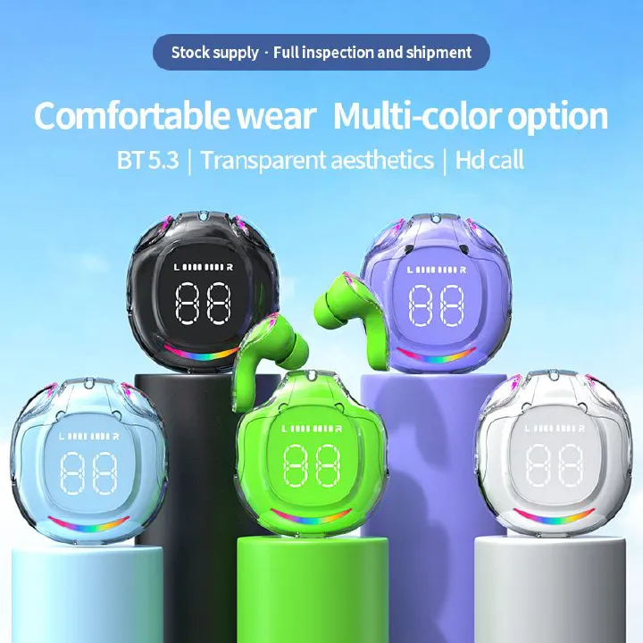 2024 New wireless bluetooth earphones TWS airpods wireless earphone Space capsule digital display breathing light Music earphone gaming earphones headphones bluetooth air 40 IOS iphone Android earpods