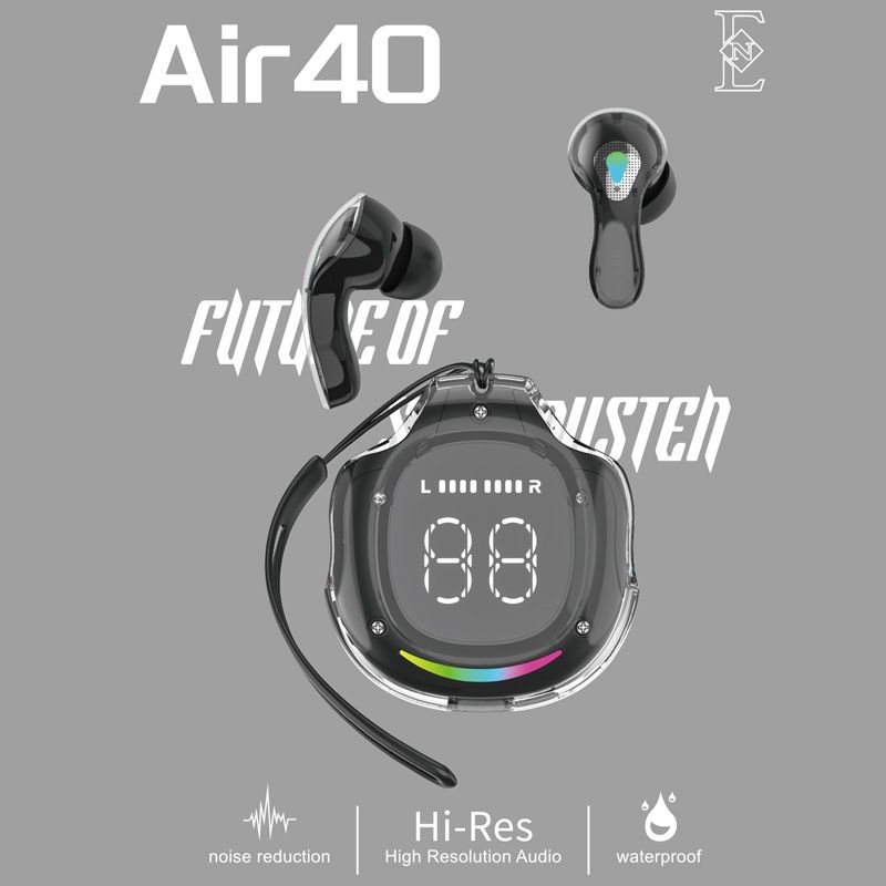 air 40 TWS bluetooth wireless earphone gaming music earbuds 2024 New wireless bluetooth earphones airpods noise reduction digital display breathing light HIFI sound earpods gaming headset for IOS