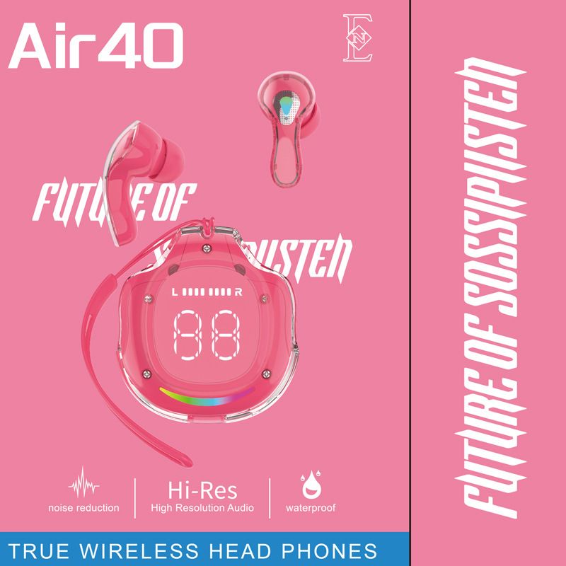 air 40 TWS bluetooth wireless earphone gaming music earbuds 2024 New wireless bluetooth earphones airpods noise reduction digital display breathing light HIFI sound earpods gaming headset for IOS