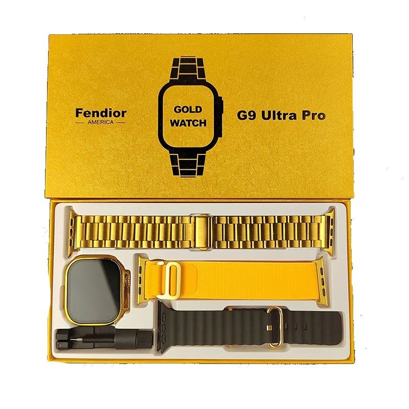 G9 Ultra Pro Men Smart Watch with 3 bands casual sports business Smartwatches 49MM HD display Square watch Digital Watch touch control NFC Bluetooth Call gold watch for Men Woman with Magnetic charger