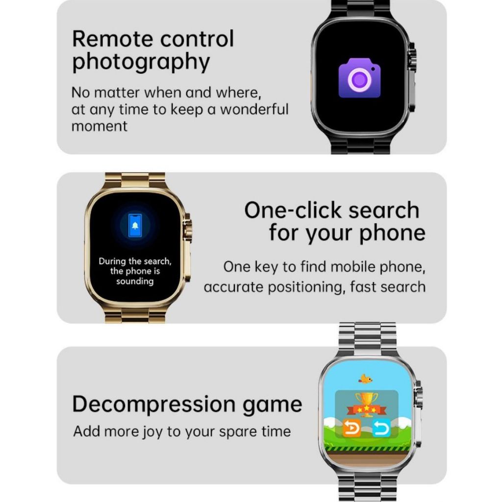 G9 Ultra Pro Men Smart Watch with 3 bands casual sports business Smartwatches 49MM HD display Square watch Digital Watch touch control NFC Bluetooth Call gold watch for Men Woman with Magnetic charger