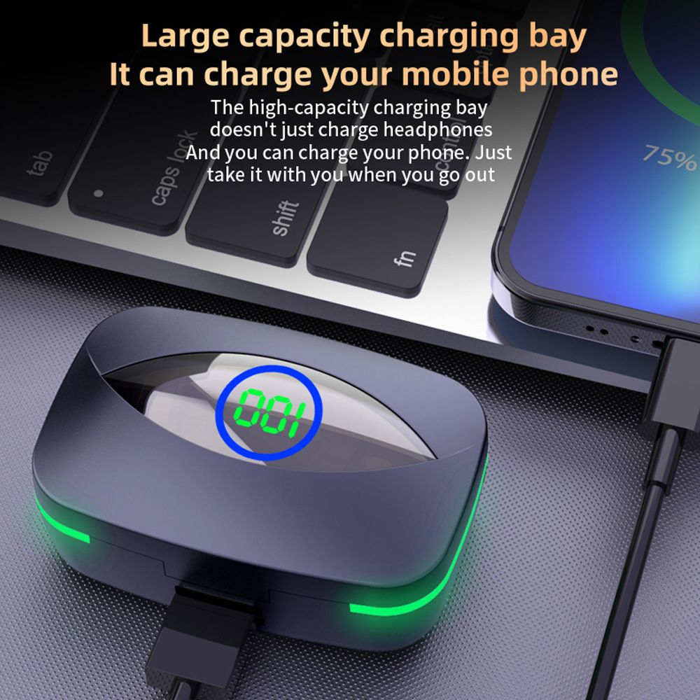 M80 True Wireless Stereo Earbud Bluetooth V5.3 TWS Headset Touch Control with LED Battery Display Charging Case Headset Bluetooth wireless earphone power bank 2in1 bluetooth headphone earbuds earpods