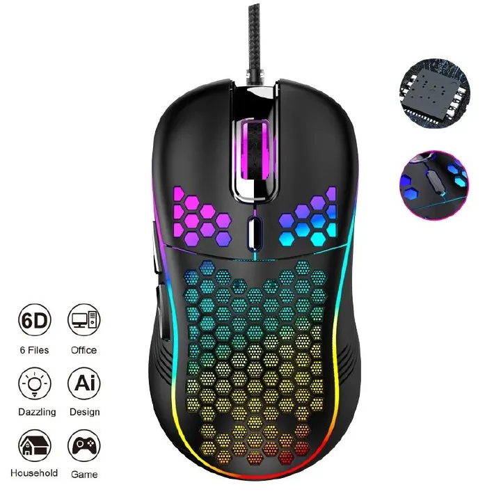 USB Mouse Wired Gaming Mouse Mechanical Mice USB Luminous Light Mouse 7200DPI Adjustable Optical Gamer Mice for PC Computer ergonomic mouse Black White Color Esports gaming mouse