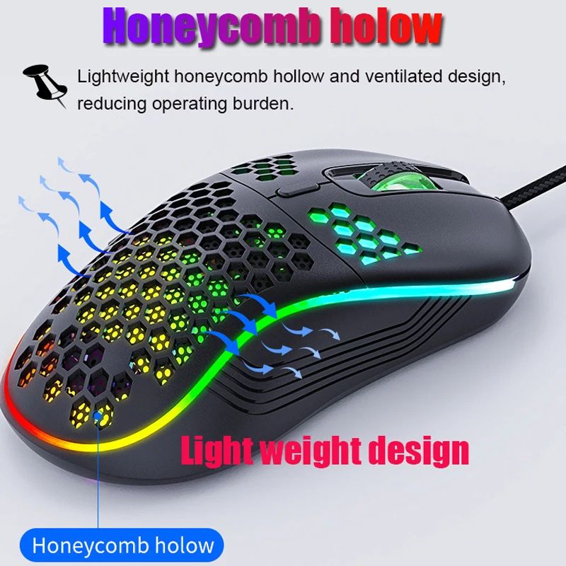 USB Mouse Wired Gaming Mouse Mechanical Mice USB Luminous Light Mouse 7200DPI Adjustable Optical Gamer Mice for PC Computer ergonomic mouse Black White Color Esports gaming mouse