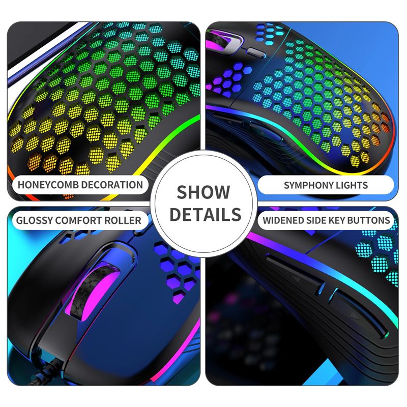 USB Mouse Wired Gaming Mouse Mechanical Mice USB Luminous Light Mouse 7200DPI Adjustable Optical Gamer Mice for PC Computer ergonomic mouse Black White Color Esports gaming mouse