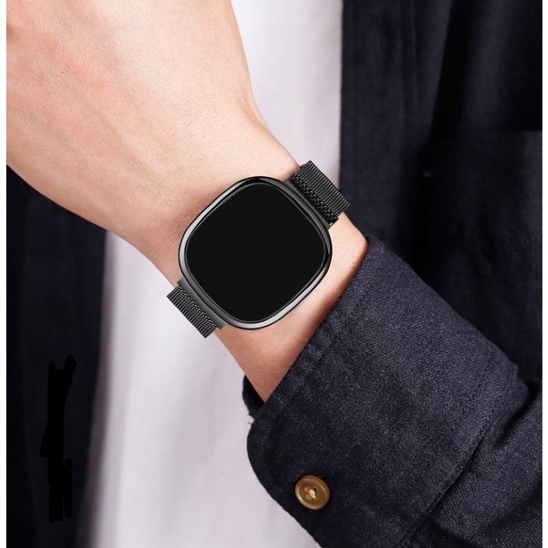 LED Touch Screen Magnetic Buckle Watch Fashion Stainless Wristwatch For Women Men Square LED smart touch screen watch white light couple wrist watch magnetic buckle milanese belt electronics watch