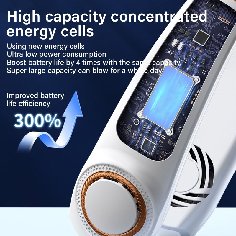 4000mAh USB rechargeable neck fan cooler portable neck fan strong wind 5 speeds neck electric fan for kids girl small fan ultra-long endurance strong cold air Quiet neck fan USB portable cooling fan