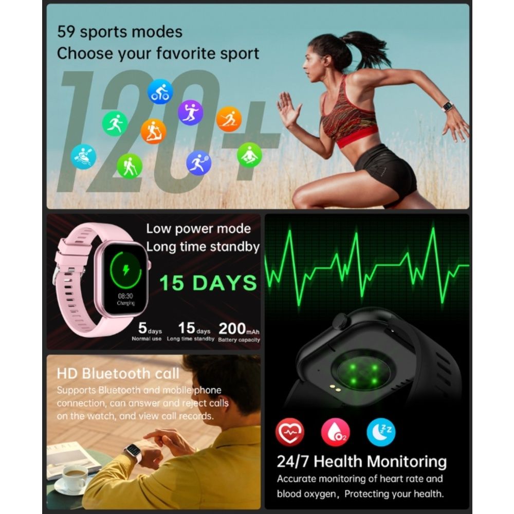 G20 Smart Watch Waterproof Full Touch Golden Men Women's Bracelet Large Screen 2.01'' Sports Tracker Bluetooth Watch SOS Heart Rate Health G20 Watch GT Clock Handfree Siri Man Girl Smartwatches Y13