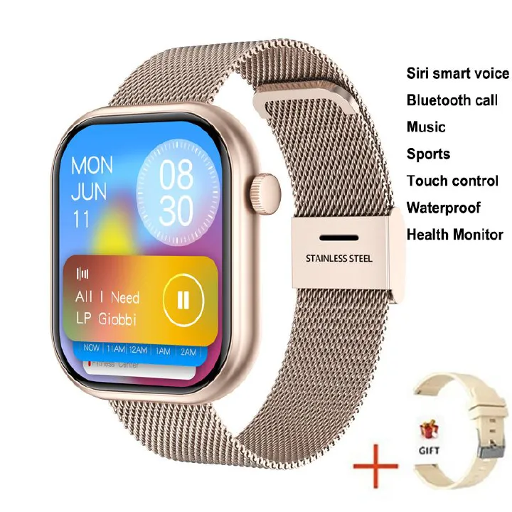 G20 Smart Watch Waterproof Full Touch Golden Men Women's Bracelet Large Screen 2.01'' Sports Tracker Bluetooth Watch SOS Heart Rate Health G20 Watch GT Clock Handfree Siri Man Girl Smartwatches Y13