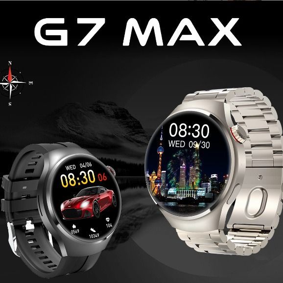 Men's Smart Watch G7 MAX with 2 bands Support NFC Alipay Steel 1.53'' HD Round Screen Smartwatch For Woman Heart Rate Fitness Tracking Couple Smart Watch Android IOS Bluetooth Waterproof smart Watches