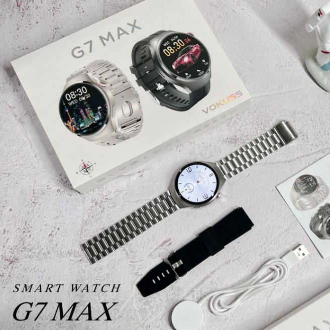 Men's Smart Watch G7 MAX with 2 bands Support NFC Alipay Steel 1.53'' HD Round Screen Smartwatch For Woman Heart Rate Fitness Tracking Couple Smart Watch Android IOS Bluetooth Waterproof smart Watches