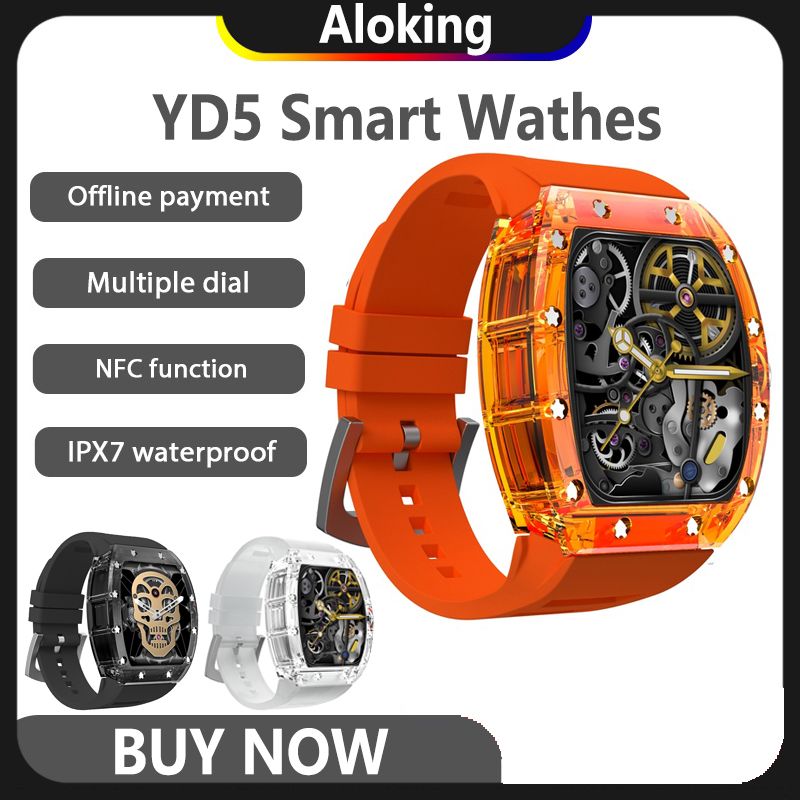 YD5 Men Smart Watch Touch Control sports watch Smartwatches IP67 waterproof NFC Alipay Gaming Heart Rate Monitor Bluetooth Bracelet Unisex Watch wrist band wristwatch digital watch couple watches