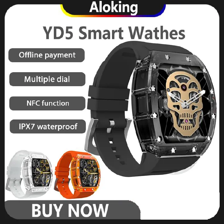 YD5 Men Smart Watch Touch Control sports watch Smartwatches IP67 waterproof NFC Alipay Gaming Heart Rate Monitor Bluetooth Bracelet Unisex Watch wrist band wristwatch digital watch couple watches