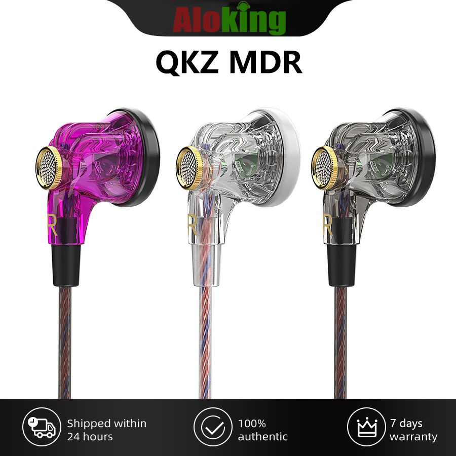 Aloking QKZ MDR Earbuds On Ear Headphones Wire Control Earplug wire-controlled music earphone with microphone monitoring earphone 16mm dynamic flat-head subwoofer headphone earplug for Android Windows