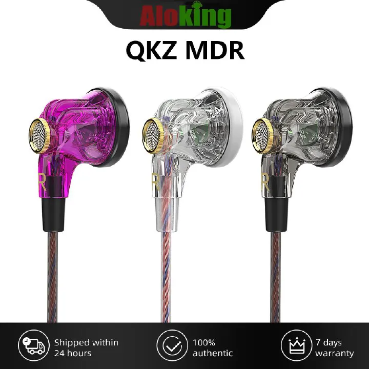 Aloking QKZ MDR Wired earphone heavy bass sound Music gaming earphones wire-controlled earphone with microphone 16mm dynamic flat-head subwoofer On Ear Headphones monitor earplug for Android Windows